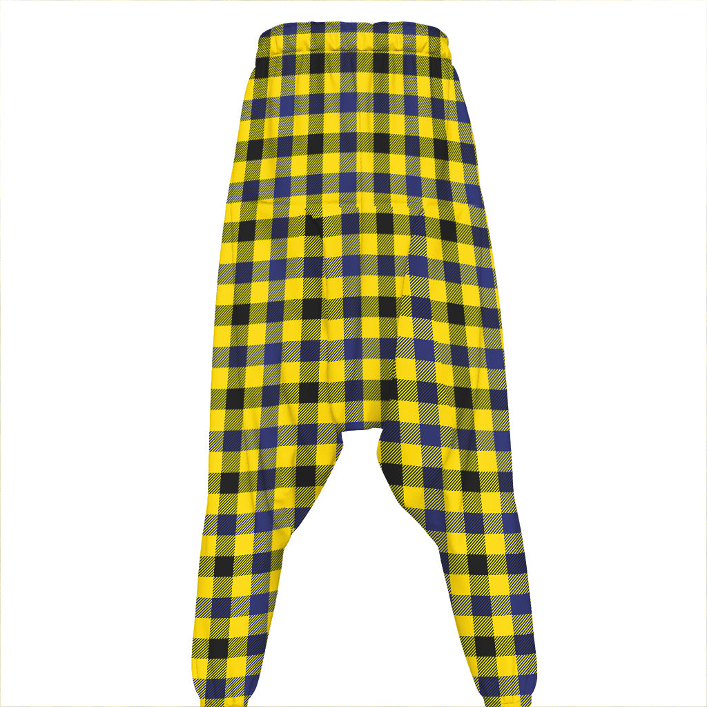 Yellow Black And Navy Plaid Print Hammer Pants