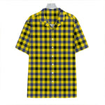 Yellow Black And Navy Plaid Print Hawaiian Shirt