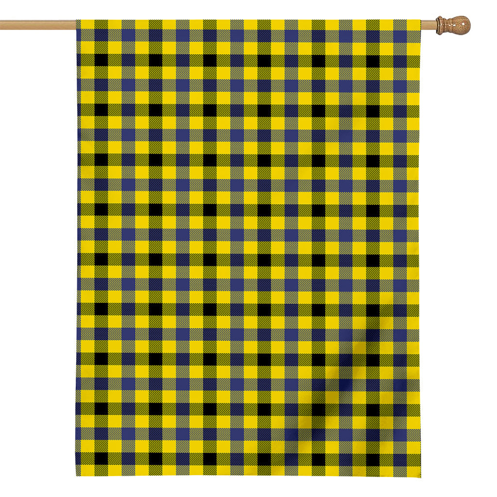 Yellow Black And Navy Plaid Print House Flag