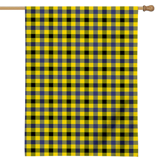 Yellow Black And Navy Plaid Print House Flag