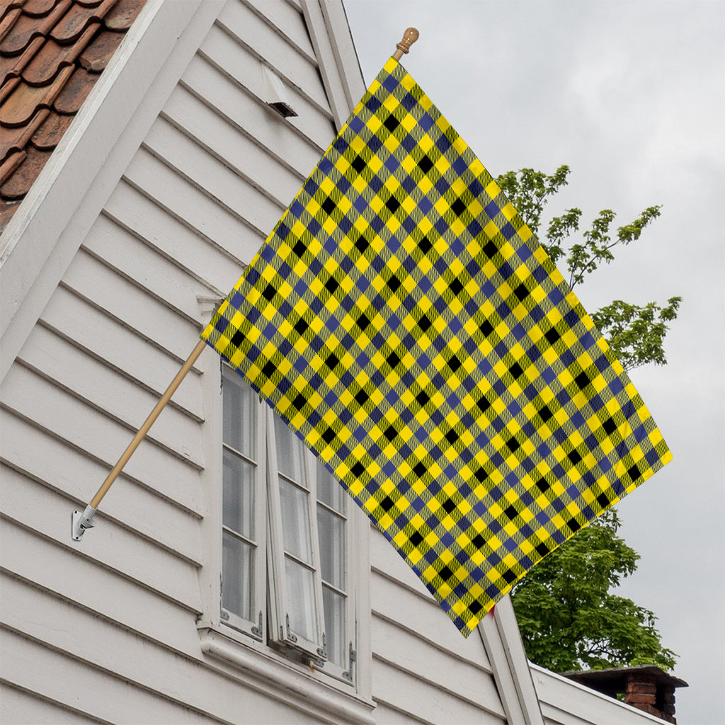 Yellow Black And Navy Plaid Print House Flag