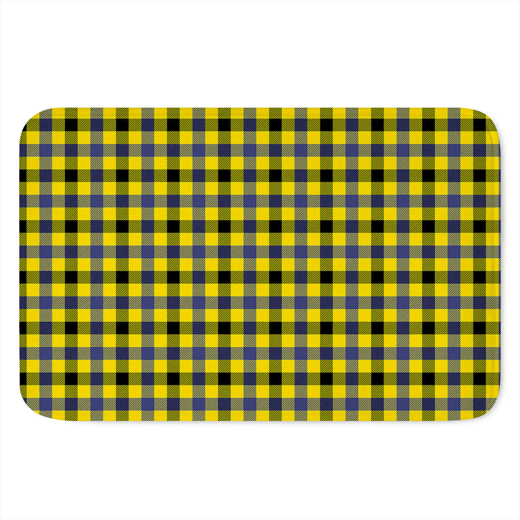 Yellow Black And Navy Plaid Print Indoor Door Mat