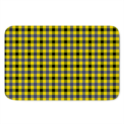 Yellow Black And Navy Plaid Print Indoor Door Mat