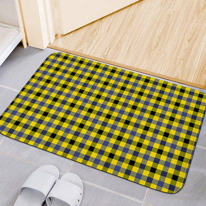 Yellow Black And Navy Plaid Print Indoor Door Mat