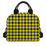 Yellow Black And Navy Plaid Print Insulated Lunch Bag