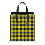 Yellow Black And Navy Plaid Print Insulated Lunch Tote