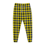 Yellow Black And Navy Plaid Print Jogger Pants