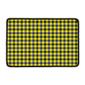 Yellow Black And Navy Plaid Print Kitchen Mat