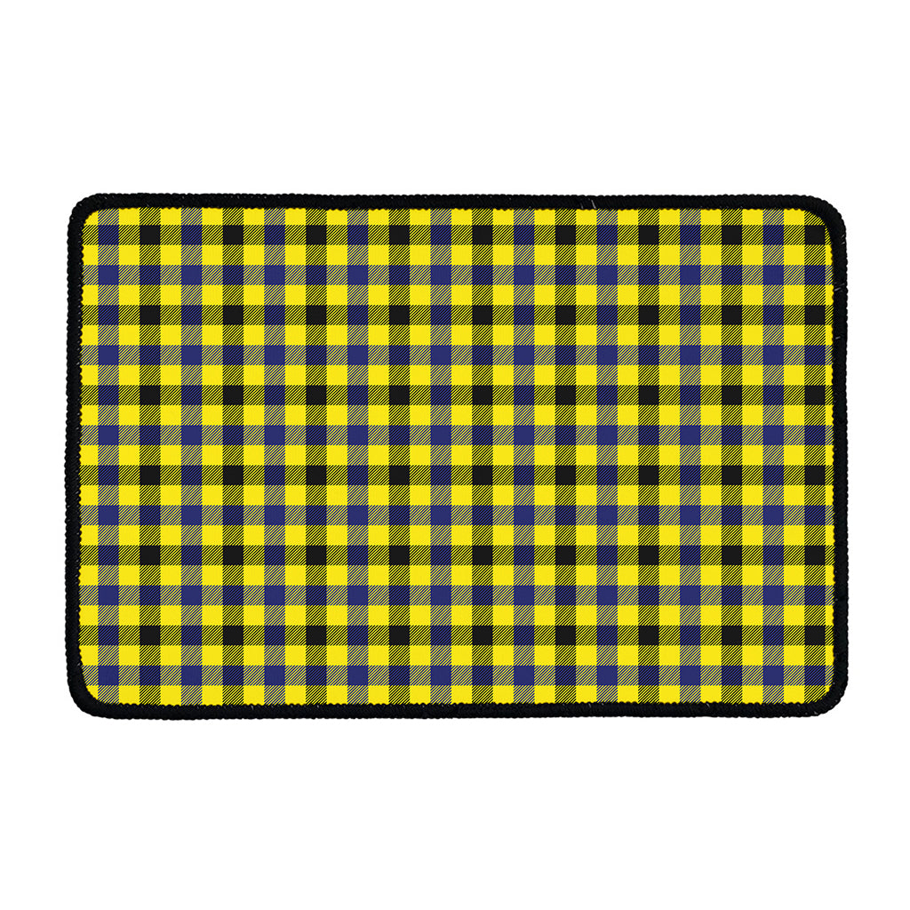 Yellow Black And Navy Plaid Print Kitchen Mat