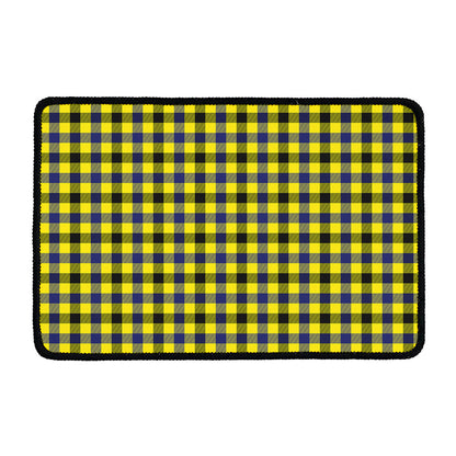 Yellow Black And Navy Plaid Print Kitchen Mat