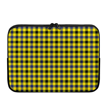 Yellow Black And Navy Plaid Print Laptop Sleeve