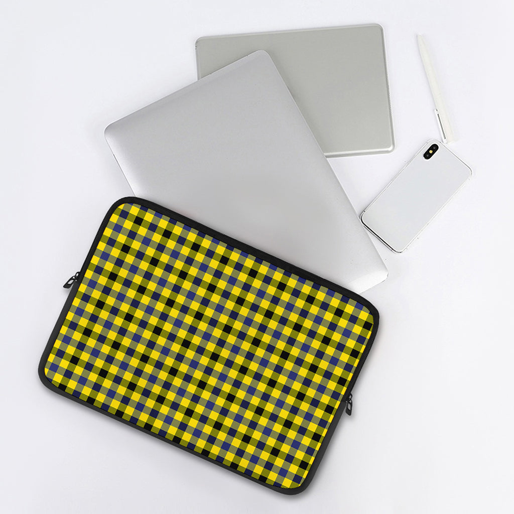 Yellow Black And Navy Plaid Print Laptop Sleeve