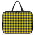 Yellow Black And Navy Plaid Print Laptop Sleeve With Handle