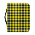 Yellow Black And Navy Plaid Print Leather Bible Cover