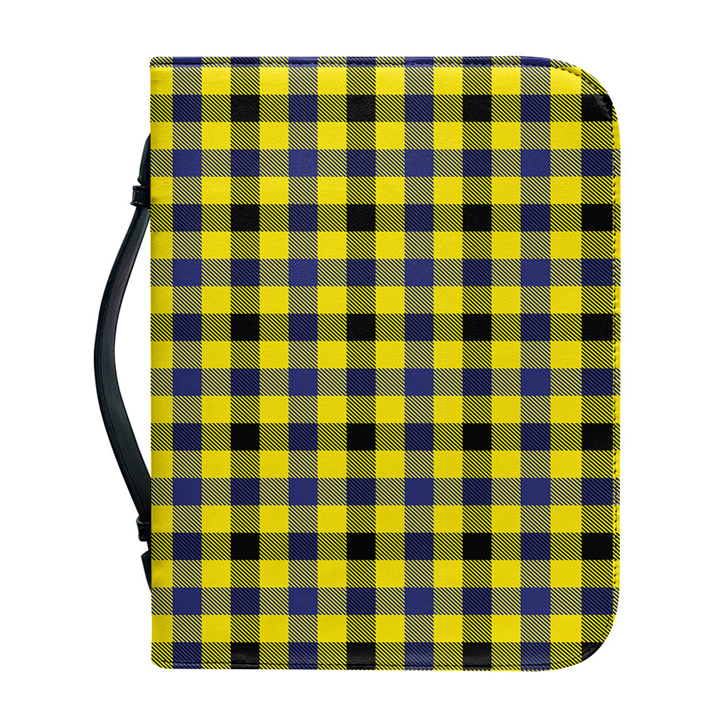 Yellow Black And Navy Plaid Print Leather Bible Cover