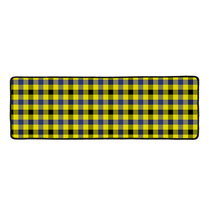 Yellow Black And Navy Plaid Print Long Kitchen Mat
