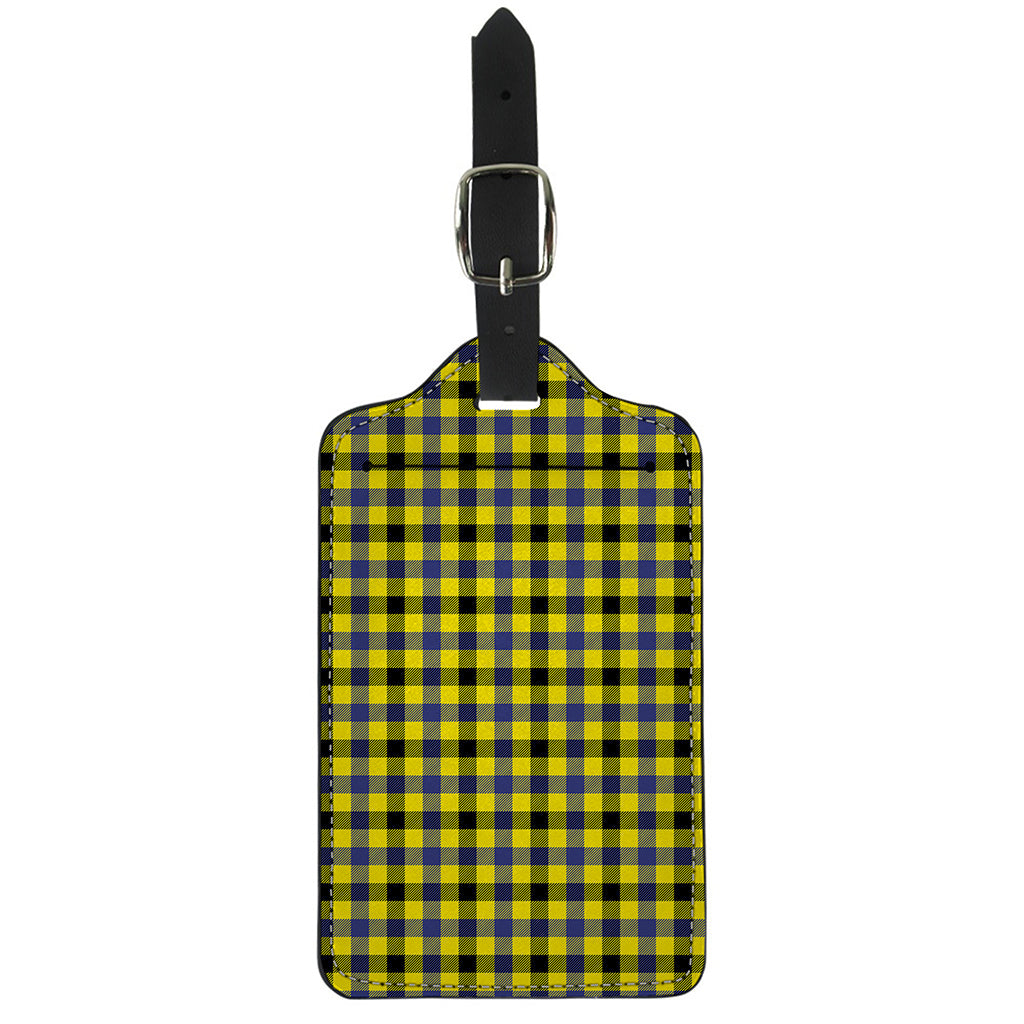 Yellow Black And Navy Plaid Print Luggage Tag
