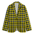 Yellow Black And Navy Plaid Print Men's Blazer