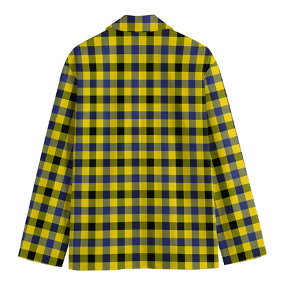 Yellow Black And Navy Plaid Print Men's Blazer