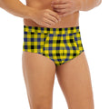 Yellow Black And Navy Plaid Print Men's Briefs