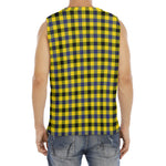 Yellow Black And Navy Plaid Print Men's Fitness Tank Top