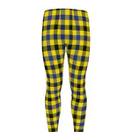 Yellow Black And Navy Plaid Print Men's leggings