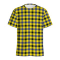 Yellow Black And Navy Plaid Print Men's Athletic T-Shirt
