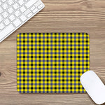 Yellow Black And Navy Plaid Print Mouse Pad