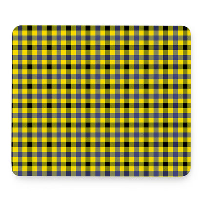 Yellow Black And Navy Plaid Print Mouse Pad