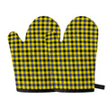 Yellow Black And Navy Plaid Print Oven Mitts