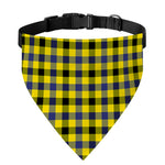 Yellow Black And Navy Plaid Print Over The Collar Dog Bandana
