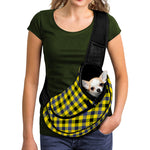 Yellow Black And Navy Plaid Print Pet Sling Carrier