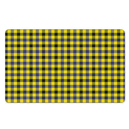 Yellow Black And Navy Plaid Print Polyester Doormat