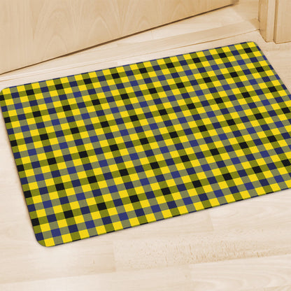Yellow Black And Navy Plaid Print Polyester Doormat