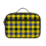 Yellow Black And Navy Plaid Print Portable Lunch Bag