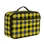 Yellow Black And Navy Plaid Print Portable Lunch Bag