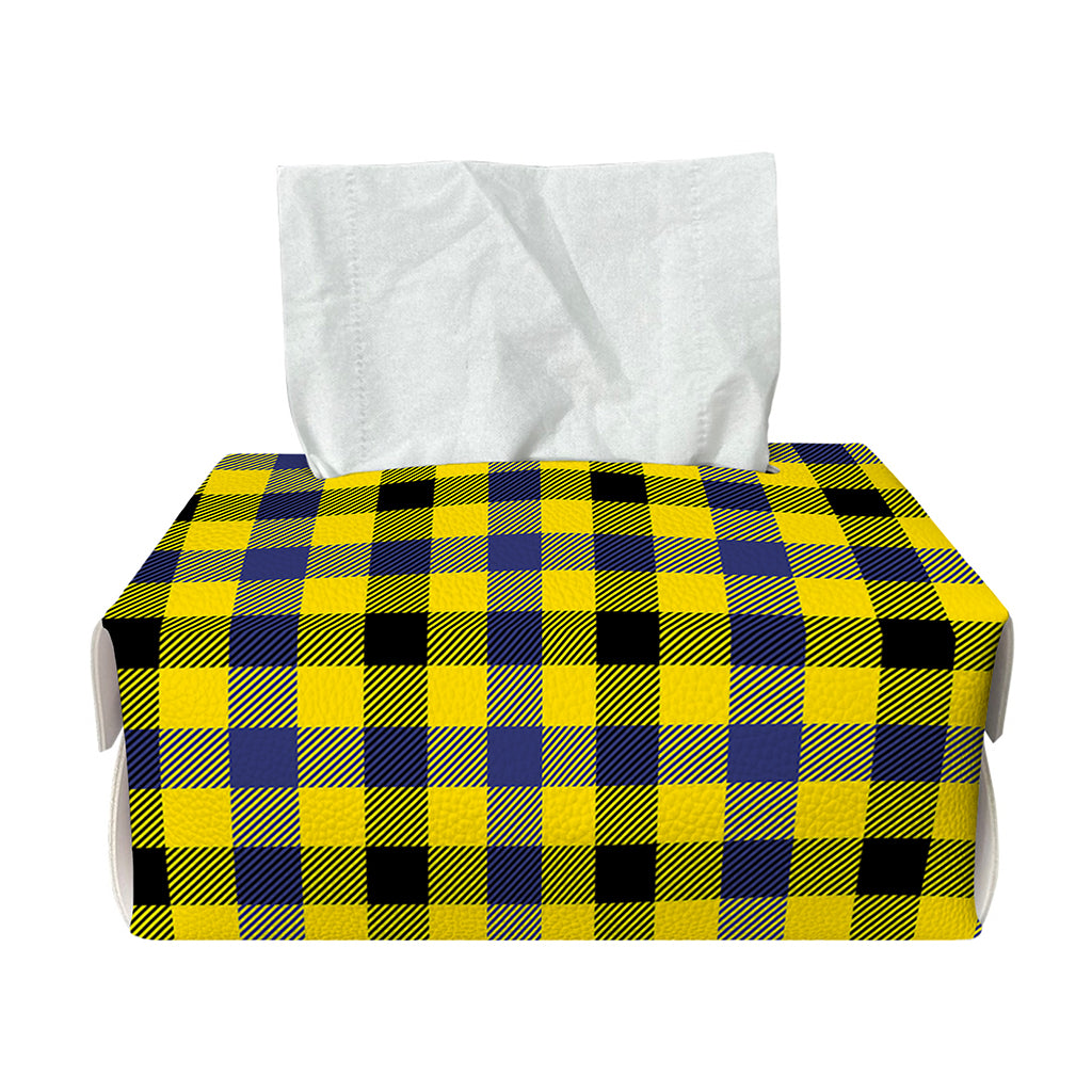Yellow Black And Navy Plaid Print Rectangle Tissue Box Cover