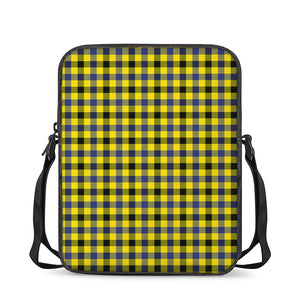 Yellow Black And Navy Plaid Print Rectangular Crossbody Bag