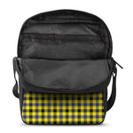 Yellow Black And Navy Plaid Print Rectangular Crossbody Bag