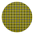 Yellow Black And Navy Plaid Print Round Blanket