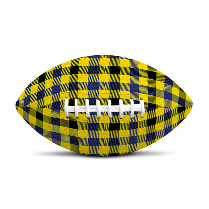 Yellow Black And Navy Plaid Print Rugby Ball