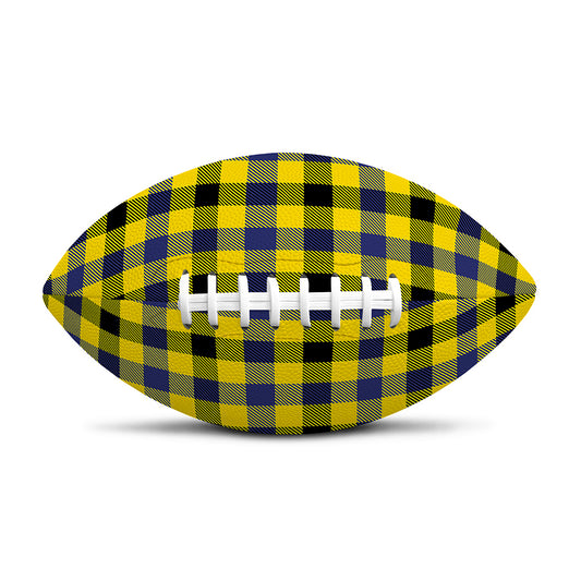 Yellow Black And Navy Plaid Print Rugby Ball