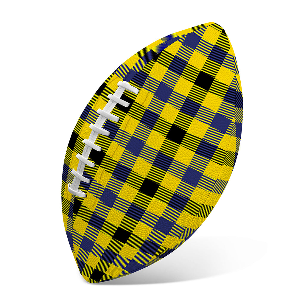 Yellow Black And Navy Plaid Print Rugby Ball