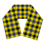 Yellow Black And Navy Plaid Print Scarf
