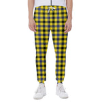 Yellow Black And Navy Plaid Print Scuba Joggers