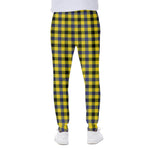 Yellow Black And Navy Plaid Print Scuba Joggers