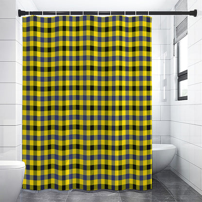 Yellow Black And Navy Plaid Print Shower Curtain