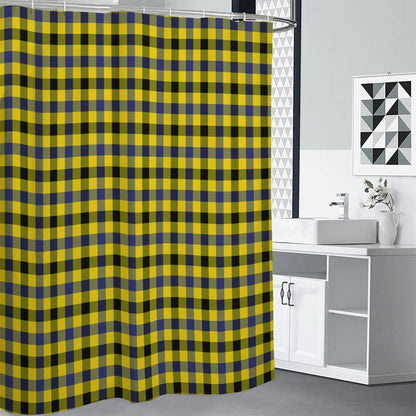 Yellow Black And Navy Plaid Print Shower Curtain