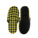 Yellow Black And Navy Plaid Print Slippers