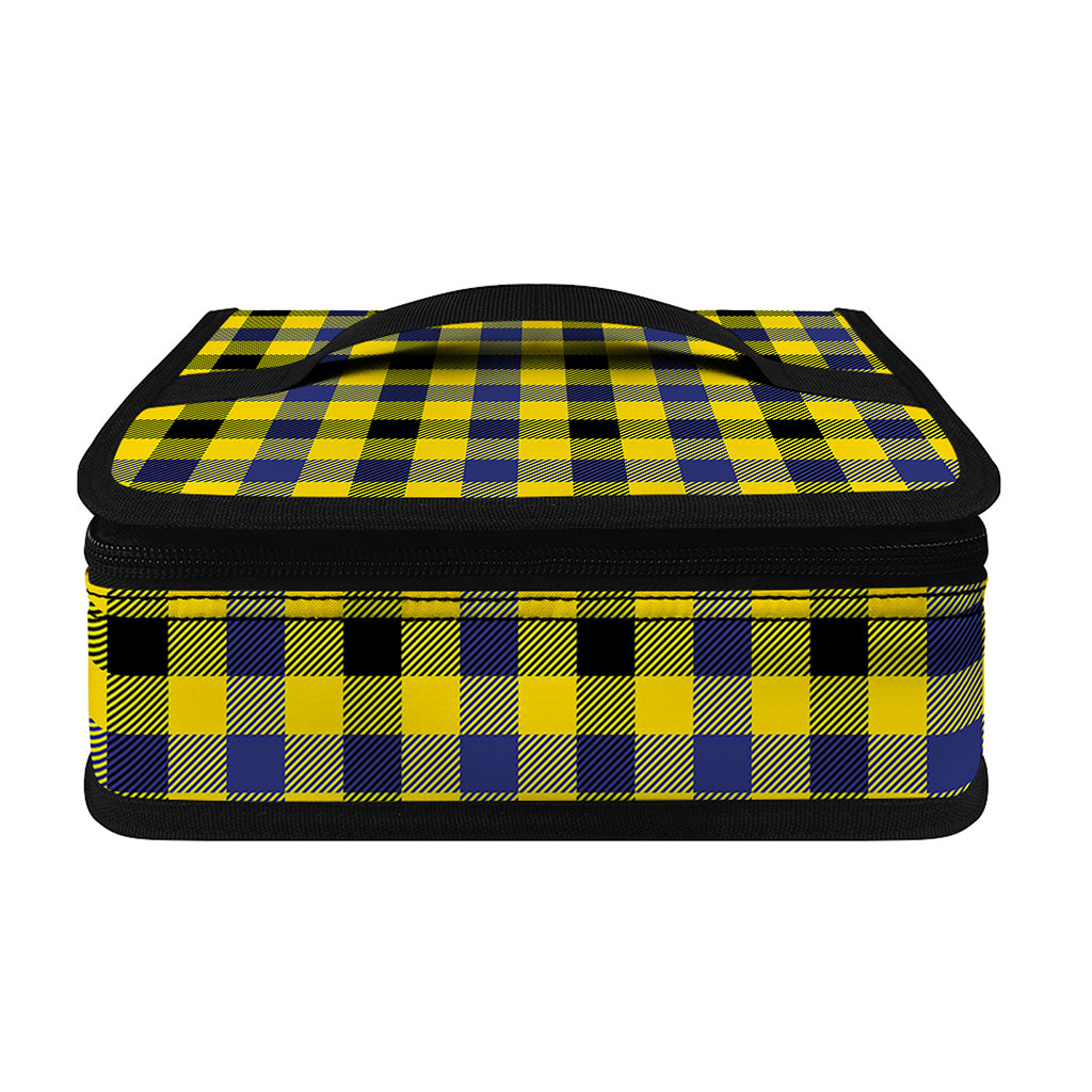 Yellow Black And Navy Plaid Print Small Lunch Bag